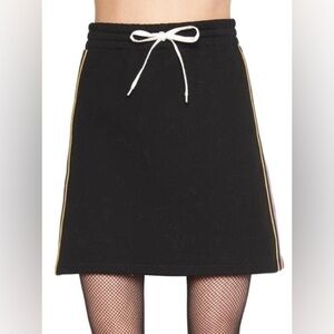 MIU MIU Side Band Drawstring Mini Skirt in Black Size Large